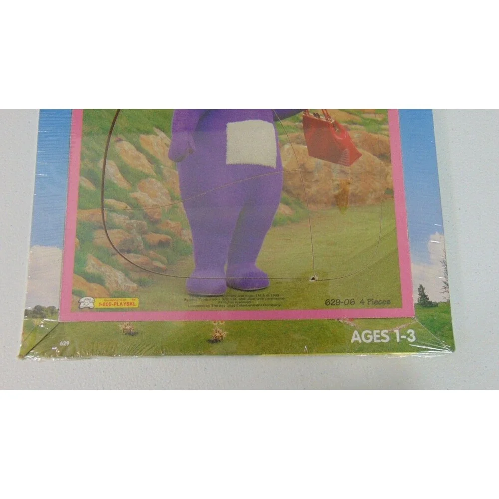 Playskool Teletubbies Wooden Puzzle 629‑06 • Tinky Winky • 4‑Piece Vintage 1998